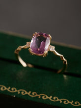 14K Solid Gold Lunar Amethyst Ring - CAMELLIA 5